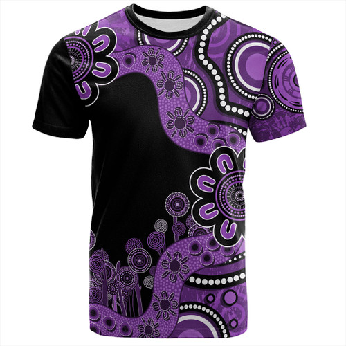 Australia T-Shirt Aboriginal Indigenous Dot Painting Purple