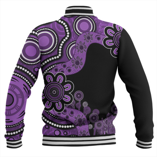 Australia Baseball Jacket Aboriginal Indigenous Dot Painting Purple Australia Baseball Jacket Aboriginal Indigenous Dot Painting Purple
