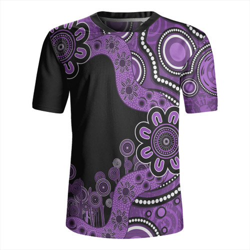 Australia Rugby Jersey Aboriginal Indigenous Dot Painting Purple