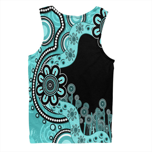 Australia Men Singlet Aboriginal Indigenous Dot Painting Turquoise