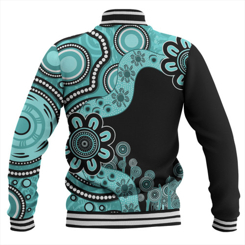 Australia Baseball Jacket Aboriginal Indigenous Dot Painting Turquoise Australia Baseball Jacket Aboriginal Indigenous Dot Painting Turquoise