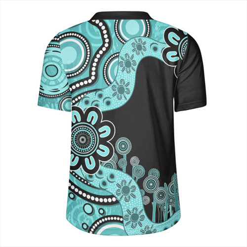 Australia Rugby Jersey Aboriginal Indigenous Dot Painting Turquoise