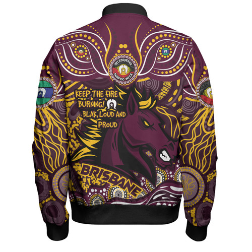 Brisbane Broncos Bomber Jacket Celebrating Naidoc Week 2024 Aboriginal Dot Art Inspired Brisbane Broncos Bomber Jacket Celebrating Naidoc Week 2024 Aboriginal Dot Art Inspired
