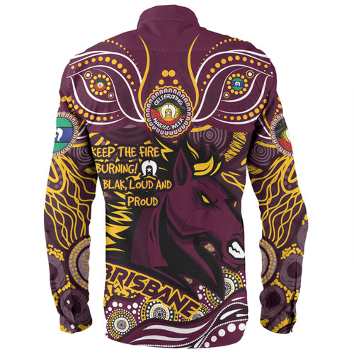 Brisbane Broncos Long Sleeve Shirt Celebrating Naidoc Week 2024 Aboriginal Dot Art Inspired