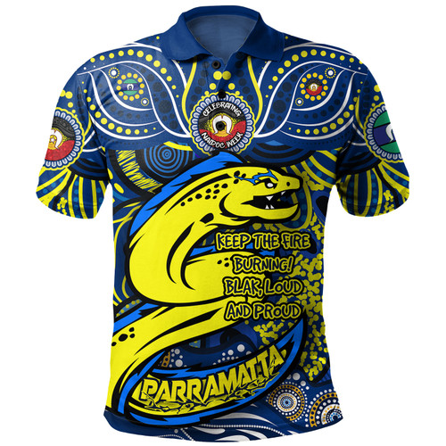 Parramatta Eels Polo Shirt Celebrating Naidoc Week 2024 Aboriginal Dot Art Inspired