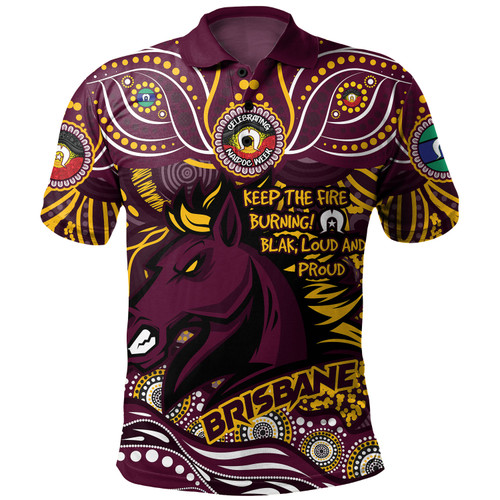 Brisbane Broncos Polo Shirt Celebrating Naidoc Week 2024 Aboriginal Dot Art Inspired