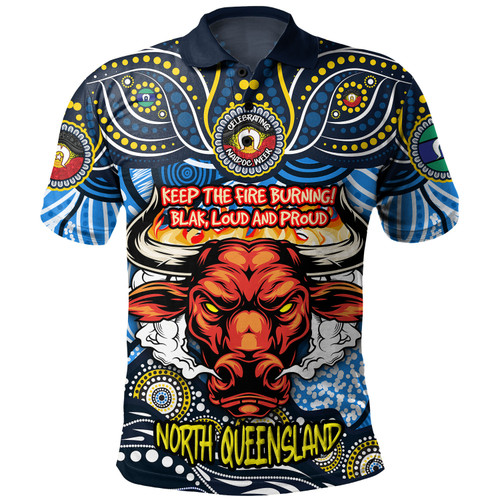 North Queensland Cowboys Polo Shirt Celebrating Naidoc Week 2024 Aboriginal Dot Art Inspired