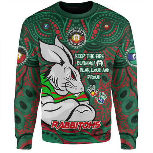 South Sydney Rabbitohs Sweatshirt Celebrating Naidoc Week 2024 Aboriginal Dot Art Inspired