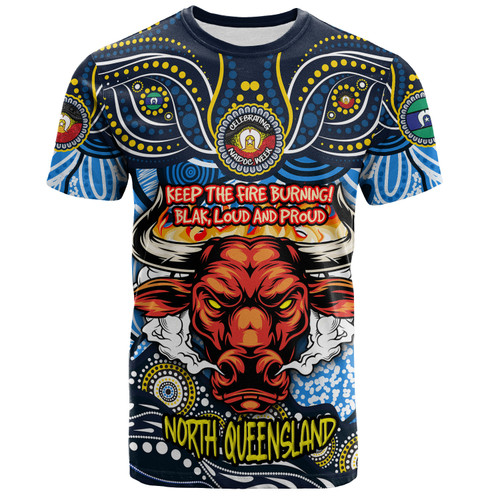 North Queensland Cowboys T-Shirt Celebrating Naidoc Week 2024 Aboriginal Dot Art Inspired