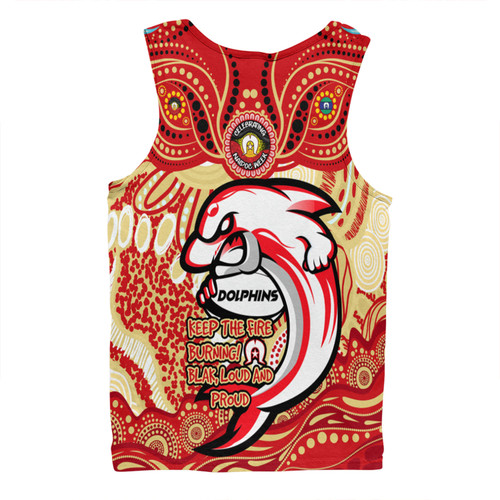 Redcliffe Dolphins Men Singlet Celebrating Naidoc Week 2024 Aboriginal Dot Art Inspired