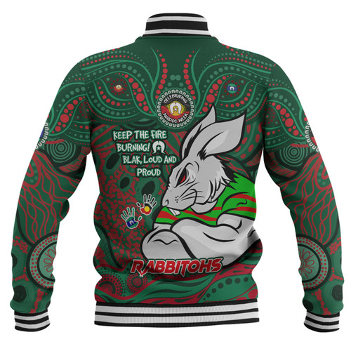 South Sydney Rabbitohs Baseball Jacket Celebrating Naidoc Week 2024 Aboriginal Dot Art Inspired South Sydney Rabbitohs Baseball Jacket Celebrating Naidoc Week 2024 Aboriginal Dot Art Inspired
