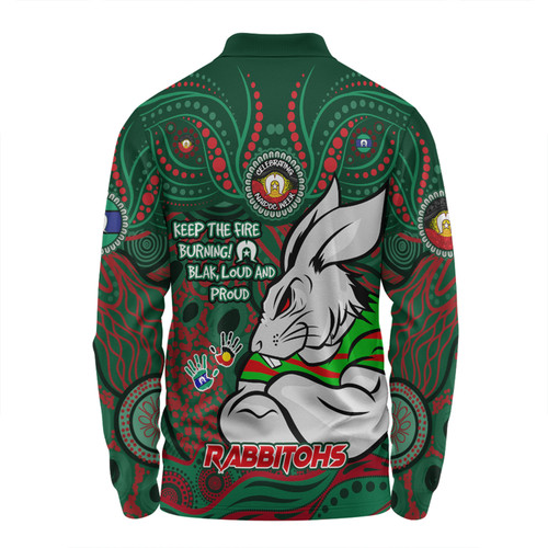 South Sydney Rabbitohs Long Sleeve Polo Shirt Celebrating Naidoc Week 2024 Aboriginal Dot Art Inspired South Sydney Rabbitohs Long Sleeve Polo Shirt Celebrating Naidoc Week 2024 Aboriginal Dot Art Inspired