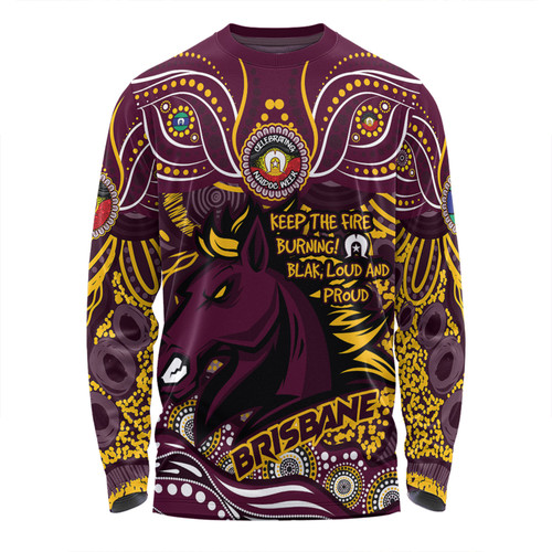 Brisbane Broncos Long Sleeve T-shirt Celebrating Naidoc Week 2024 Aboriginal Dot Art Inspired