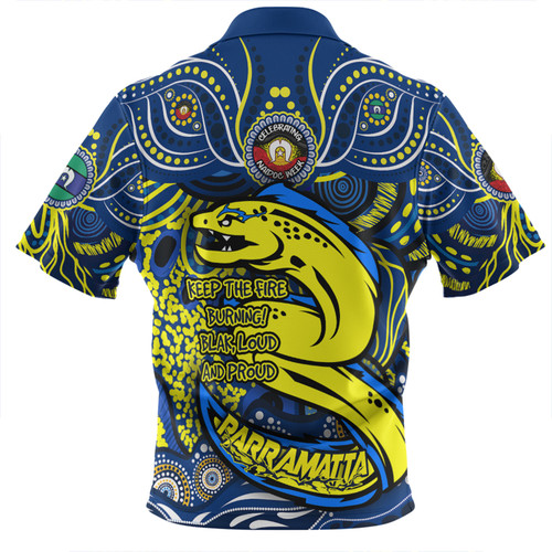 Parramatta Eels Zip Polo Shirt Celebrating Naidoc Week 2024 Aboriginal Dot Art Inspired Parramatta Eels Zip Polo Shirt Celebrating Naidoc Week 2024 Aboriginal Dot Art Inspired