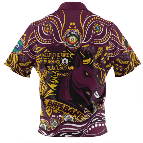 Brisbane Broncos Zip Polo Shirt Celebrating Naidoc Week 2024 Aboriginal Dot Art Inspired
