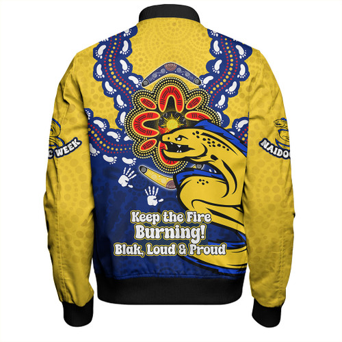 Parramatta Eels Bomber Jacket Aboriginal Inspired Naidoc Symbol Pattern Parramatta Eels Bomber Jacket Aboriginal Inspired Naidoc Symbol Pattern