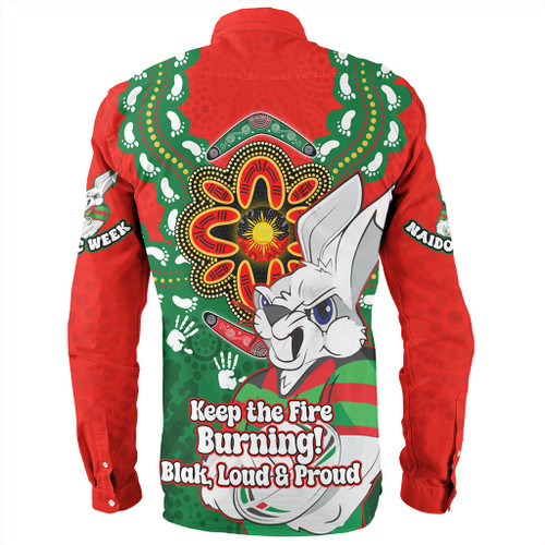 South Sydney Rabbitohs Long Sleeve Shirt Aboriginal Inspired Naidoc Symbol Pattern South Sydney Rabbitohs Long Sleeve Shirt Aboriginal Inspired Naidoc Symbol Pattern