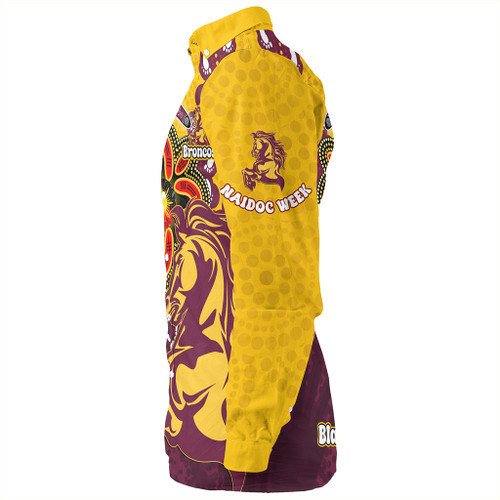 Brisbane Broncos Long Sleeve Shirt Aboriginal Inspired Naidoc Symbol Pattern Brisbane Broncos Long Sleeve Shirt Aboriginal Inspired Naidoc Symbol Pattern