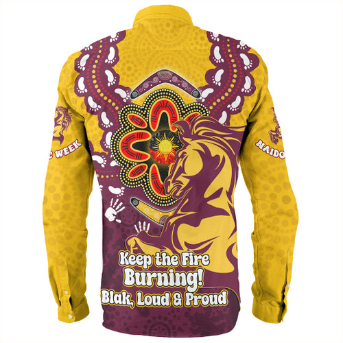 Brisbane Broncos Long Sleeve Shirt Aboriginal Inspired Naidoc Symbol Pattern Brisbane Broncos Long Sleeve Shirt Aboriginal Inspired Naidoc Symbol Pattern