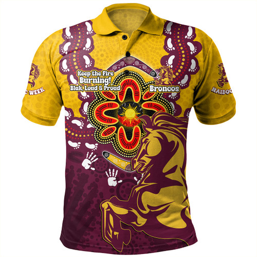 Brisbane Broncos Polo Shirt Aboriginal Inspired Naidoc Symbol Pattern
