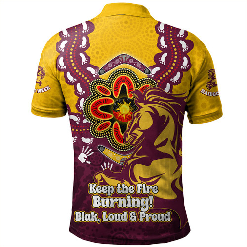 Brisbane Broncos Polo Shirt Aboriginal Inspired Naidoc Symbol Pattern Brisbane Broncos Polo Shirt Aboriginal Inspired Naidoc Symbol Pattern
