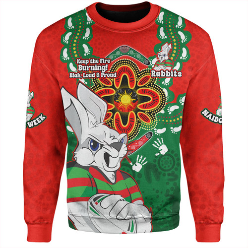 South Sydney Rabbitohs Sweatshirt Aboriginal Inspired Naidoc Symbol Pattern