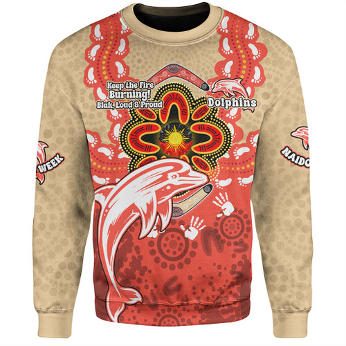 Redcliffe Dolphins Sweatshirt Aboriginal Inspired Naidoc Symbol Pattern