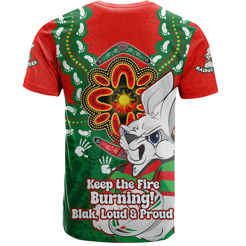 South Sydney Rabbitohs T-Shirt Aboriginal Inspired Naidoc Symbol Pattern South Sydney Rabbitohs T-Shirt Aboriginal Inspired Naidoc Symbol Pattern