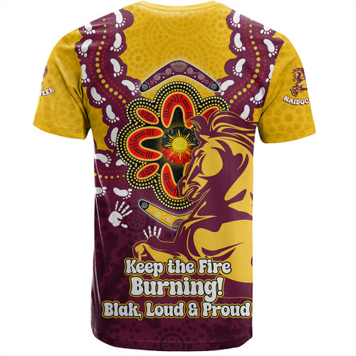 Brisbane Broncos T-Shirt Aboriginal Inspired Naidoc Symbol Pattern Brisbane Broncos T-Shirt Aboriginal Inspired Naidoc Symbol Pattern
