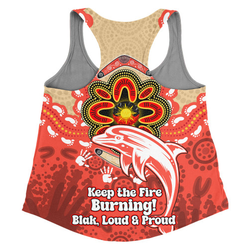 Redcliffe Dolphins Women Racerback Singlet Aboriginal Inspired Naidoc Symbol Pattern Redcliffe Dolphins Women Racerback Singlet Aboriginal Inspired Naidoc Symbol Pattern