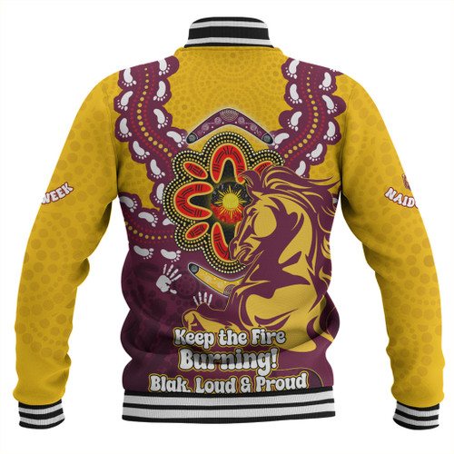 Brisbane Broncos Baseball Jacket Aboriginal Inspired Naidoc Symbol Pattern Brisbane Broncos Baseball Jacket Aboriginal Inspired Naidoc Symbol Pattern