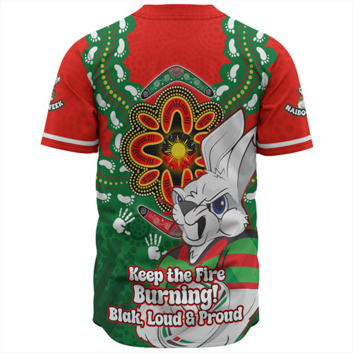 South Sydney Rabbitohs Baseball Shirt Aboriginal Inspired Naidoc Symbol Pattern South Sydney Rabbitohs Baseball Shirt Aboriginal Inspired Naidoc Symbol Pattern