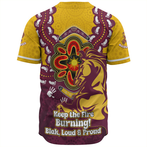 Brisbane Broncos Baseball Shirt Aboriginal Inspired Naidoc Symbol Pattern Brisbane Broncos Baseball Shirt Aboriginal Inspired Naidoc Symbol Pattern