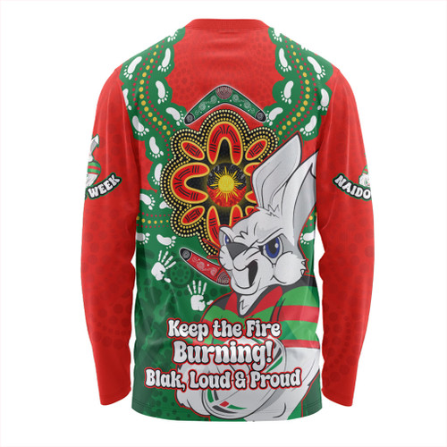 South Sydney Rabbitohs Long Sleeve T-shirt Aboriginal Inspired Naidoc Symbol Pattern