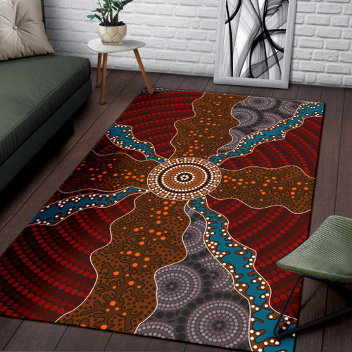Australia Aboriginal Inspired Area Rug -  Dot Painting Art Connection Concept Rug Australia Aboriginal Inspired Area Rug -  Dot Painting Art Connection Concept Rug
