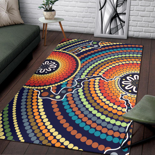 Australia Aboriginal Inspired Area Rug -  Connection Dot Art Painting Rug