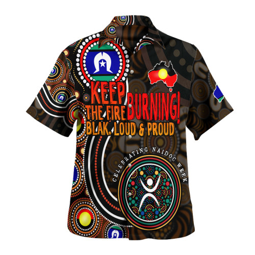 Australia Hawaiian Shirt Naidoc Week Keep The Fire Burning Aboriginal Dot Art