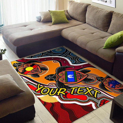 [Custom] Australia Area Rug - Australia Aboriginal Dots With Turtle and NAIDOC Flags
