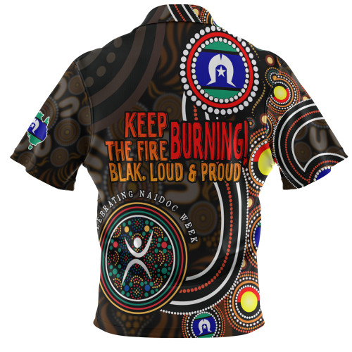 Australia Zip Polo Shirt Naidoc Week Keep The Fire Burning Aboriginal Dot Art Australia Zip Polo Shirt Naidoc Week Keep The Fire Burning Aboriginal Dot Art