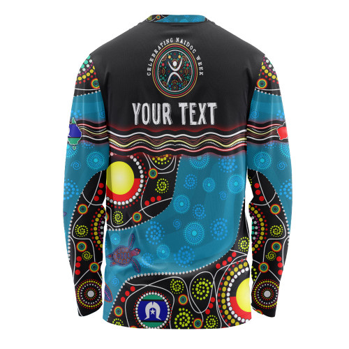 Australia Long Sleeve T-shirt Custom Naidoc Week Culture Art With River And Tortoise Aboriginal Australia Long Sleeve T-shirt Custom Naidoc Week Culture Art With River And Tortoise Aboriginal