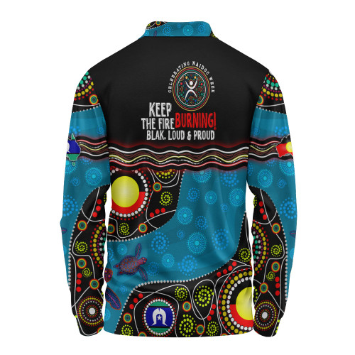 Australia Long Sleeve Polo Shirt Custom Naidoc Week Culture Art With River And Tortoise Aboriginal Australia Long Sleeve Polo Shirt Custom Naidoc Week Culture Art With River And Tortoise Aboriginal