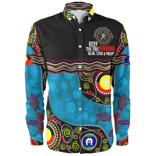 Australia Long Sleeve Shirt Custom Naidoc Week Culture Art With River And Tortoise Aboriginal