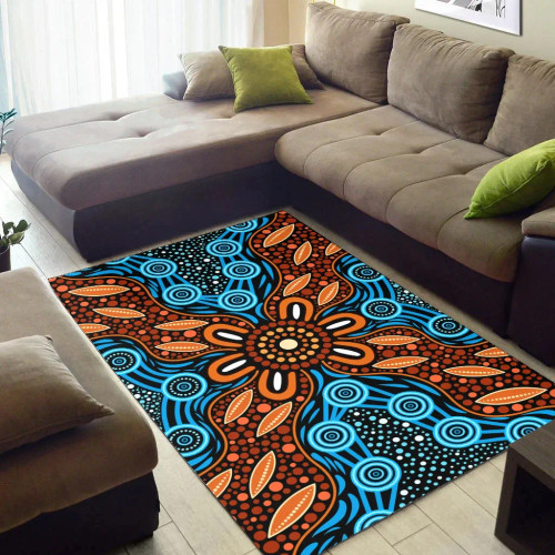 Australia Aboriginal Area Rug - Indigenous Aboriginal Dot Painting Art 1