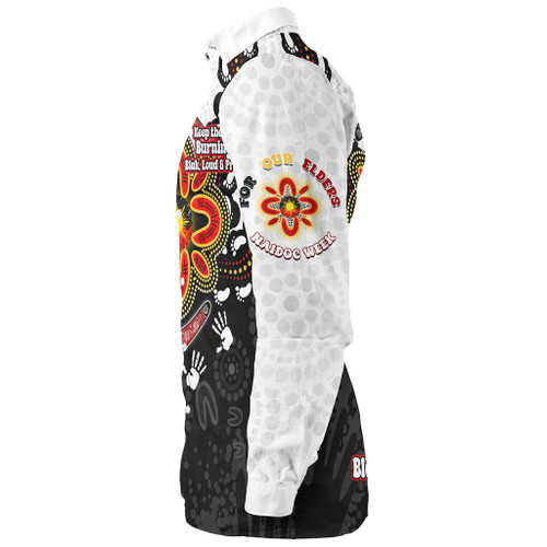 Australia Long Sleeve Shirt Aboriginal Inspired Naidoc Symbol Pattern White Australia Long Sleeve Shirt Aboriginal Inspired Naidoc Symbol Pattern White