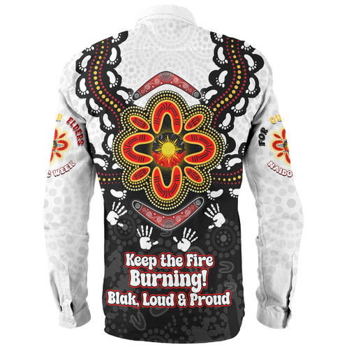 Australia Long Sleeve Shirt Aboriginal Inspired Naidoc Symbol Pattern White Australia Long Sleeve Shirt Aboriginal Inspired Naidoc Symbol Pattern White