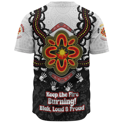 Australia Baseball Shirt Aboriginal Inspired Naidoc Symbol Pattern White Australia Baseball Shirt Aboriginal Inspired Naidoc Symbol Pattern White
