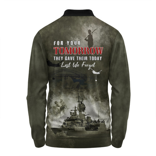 Australia Long Sleeve Polo Shirt Anzac Day Lest We Forget For Your Tomorrow They Gave Their Today Australia Long Sleeve Polo Shirt Anzac Day Lest We Forget For Your Tomorrow They Gave Their Today