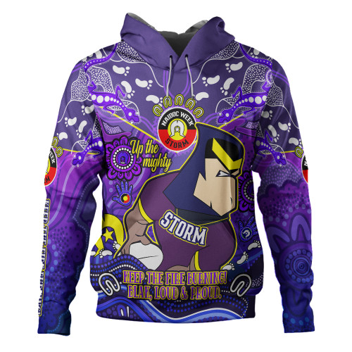 Melbourne Storm Hoodie Custom Naidoc Keep the Fire Burning! Blak, Loud & Proud Home Jersey1