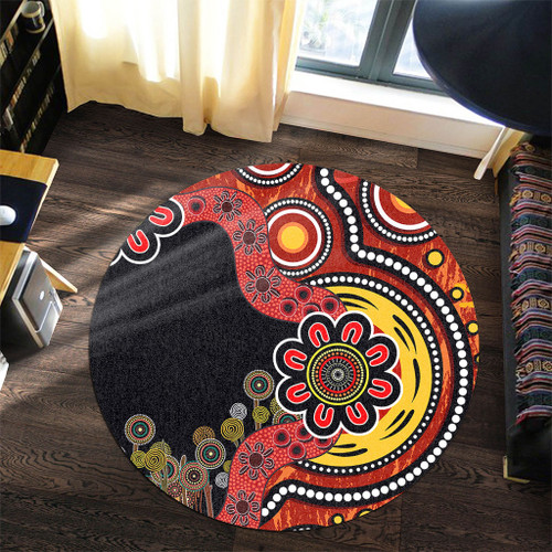 Australia Round Rug Aboriginal Indigenous Dot Painting Australia Round Rug Aboriginal Indigenous Dot Painting