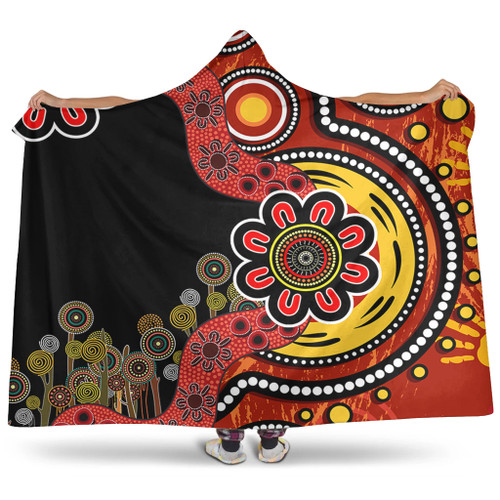 Australia Hooded Blanket Aboriginal Indigenous Dot Painting